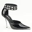 4 1/2 Inch Sexy High Heel Shoe Pointed Toe Metal Stiletto Heel With Ankle Cuff Red Patent
