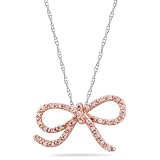 10k Rose or White Gold Diamond Bow Pendant (1/10 cttw, I-J Color, I2-I3 Clarity), 18