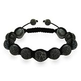 Crackled Black Agate Shamballa Inspired Bracelet