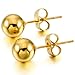 MOWOM Gold Tone 3~8mm 12PCS Stainless Steel Stud Earrings Ball Round Set (6 Pairs)