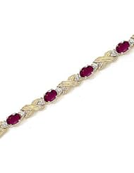 14kt Yellow Gold Oval Ruby and Diamond Bracelet