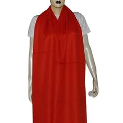 Orange Red Pashmina Cashmere Scarf Shawl Handcrafted in India 80 x 28 inches