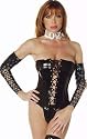 Sexy Shiny Black Vinyl Corset with G-string Lingerie 2pc Set S, M, L, XL