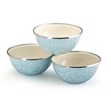 Paula Deen 3 Piece Enamel on Steel Prep Bowl Set, Blue