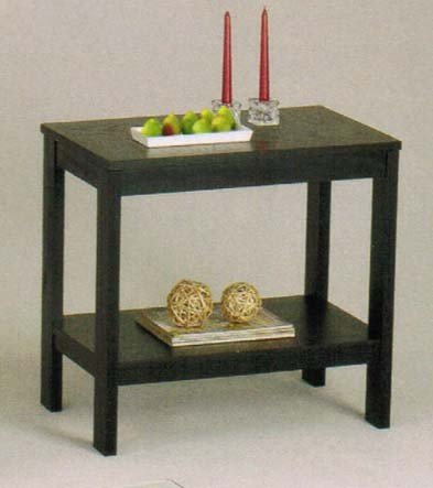 Rectangular End Table with Bottom Shelf in Black Finish