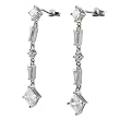Sterling Silver Dangling Square CZ Earrings