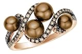 1/4 Carat Chocolate Diamond and Chocolate Cultured Freshwater Pearl 14K Pink Gold Ring