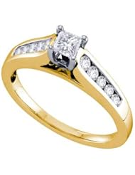 0.50CTW DIAMOND 0.25CT PRINCESS CENTER BRIDAL RING