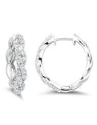 0.28 Cts Diamond Hoop Earrings in 14K White Gold