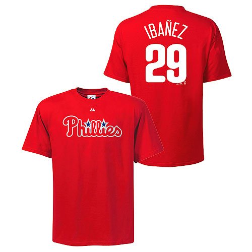 Philadelphia Phillies Raul Ibanez Player Name & Number T-Shirt by Majestic Athletic - Scarlet Extra Large