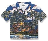 Hawaiian Aloha Shirt Cut Out Blue Palm Tree Hale Mouse Pad