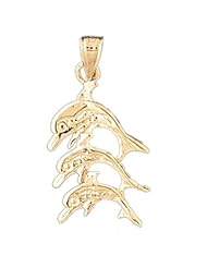 Dazzlers Solid 14 karats gold Dolphin Charm Pendant Available in three colors from jewelsberry (weights: 1.3 grams only)