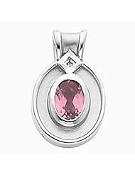 14K White Gold Oval Cut Pink Sapphire and Diamond Pendant -- LIFETIME WARRANTY