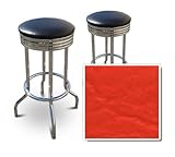 2 RedVinyl Custom Specialty Swivel Chrome 24"Bar Stools (Biscayne Fire Red) ....