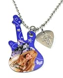 NEW Limited Edition Licensed Hannah Montana Purple Rockin' Guitar Photo Charm Necklace
