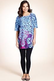 Slash Neck Paisley Print Tunic