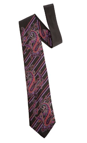 Paisley and Diags Woven Tie in black