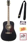 Barcelona D-200 Full-Size Dreadnought Acoustic Guitar Bundle with Strap, Strings, Pick Card, and Polishing Cloth - Black