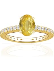 18K Yellow Gold Oval Cut Yellow Sapphire Ring With Sidestones