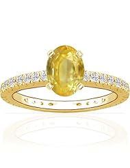 14K Yellow Gold Oval Cut Yellow Sapphire Ring With Sidestones