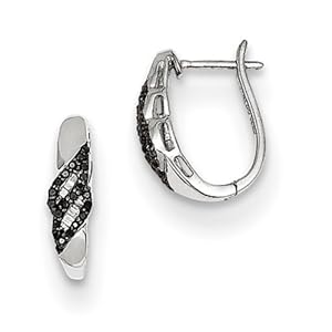 IceCarats Designer Jewelry Sterling Silver Black And White Diamond Post Earrings
