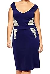 Plus Size Applique Lace Polyester/Spandex Checkered Print Spring Summer Winter  Dress