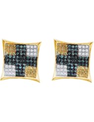 10KT Yellow Gold 0.90 CTW Diamond Micro Pave Earring