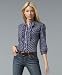 Apparel : Tommy Hilfiger Pintucked Plaid Collarless Blouse