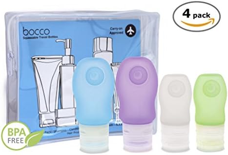 SALE: Leak Proof Travel Bottles, Squeezable and Refillable TSA Approved Travel Size Accessories for Carry On Luggage - Perfect Containers for Liquid Toiletries - 4 Pack (2 Small, 2 Medium)