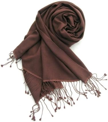 Pashmina Cashmere Silk Scarf for Women or Men in Premium Bhaju Pashmina/silk Blend 80/20% 12" X 60" (DARK CHOCOLATE LC018)