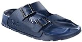 BIRKIS Haiti Synthetic-Sandals Birko-Flor, Basic Navy, Size 44 EU with a narrow insole