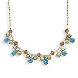 16 + 2 Inch Extension 14/20 Gold Filled Necklace w/ Turquoise, Cultured Freshwater Pearl and Crystal