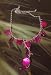 Fashion necklace design 632 fuschia pink shells and beads on silver colour chain