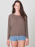 American Apparel Tri-Blend Light Weight Raglan Pullover Medium-Tri-Coffee