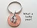 Baby Feet Charm Layered Over 2016 Penny Keychain; Mother's Keychain, Father's Keychain