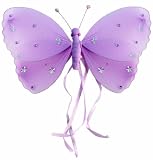 13 Purple Ribbons Butterfly nylon hanging ceiling wall baby nursery room wedding decor decoration