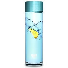 Brita Fill and Serve Glass Carafe 1.0 litre with Blue Brushed Aluminium Lid