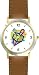Dreidel Judaica Jewish Theme - WATCHBUDDY&reg; DELUXE TWO-TONE THEME WATCH - Arabic Numbers - Brown Leather Strap-Size-Large ( Men's Size or Jumbo Women's Size )