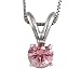 1.25 Ct. Pink Diamond Solitaire Pendant With 18" Chain Round Cut In 14K White Gold