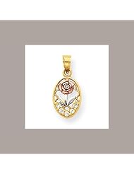 10k Two-tone CZ Rose Charm