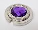 Purple Crystal Surrounded By Diamonds Foldup Hand Bag Purse Hook Hanger