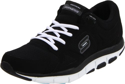 Skechers Women's Fearless Fashion Sneaker,Black/White,9 M US