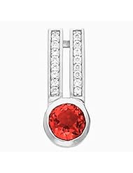 14K White Gold Round Cut Chatham Created Ruby and Diamond Pendant -- LIFETIME WARRANTY