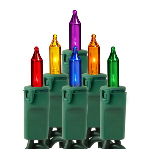 Multi-Color - 150 Bulbs - Length 36 ft. - Bulb Spacing 2.5 in. - Green Wire - Chasing - Christmas Mini Light String - Brite Star 3780000