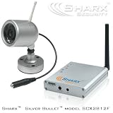 Sharx Security SCX2812F Silver Bullet 2.4 GHz Wireless Color Weatherproof Indoor Outdoor Camera and Receiver Kit with Night Vision and Sound