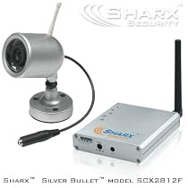 Sharx Security SCX2812F Silver Bullet 2.4 GHz Wireless Color Weatherproof Indoor Outdoor Camera and Receiver Kit with Night Vision and Sound