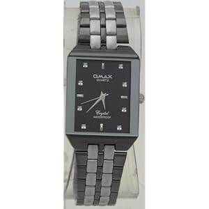 Omax Quartz WaterProof Men Watches Two Tone Silver N Black Stainless Steel Band Black Dial