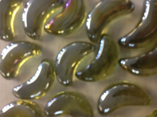 TBC "LIGHT GREEN QUARTER MOON" Decorative Gem Stones. Table Scatters, Vase Fillers. Use in Floral Arrangements, with Candles, Aquariums, Wet or Dry. Great for Eye Catching Centerpiece. Flat Glass Stones XL 1" Long. 14 Ounce Bag