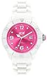 Ice Watch - SI.WP.U.S.10 - Montre Mixte - Quartz Analogique - Cadran Rose - Bracelet Silicone Blanc - Moyen Mod�le