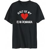 T-Shirt Mens Black  HALF OF MY heart is in Romania  Countries
